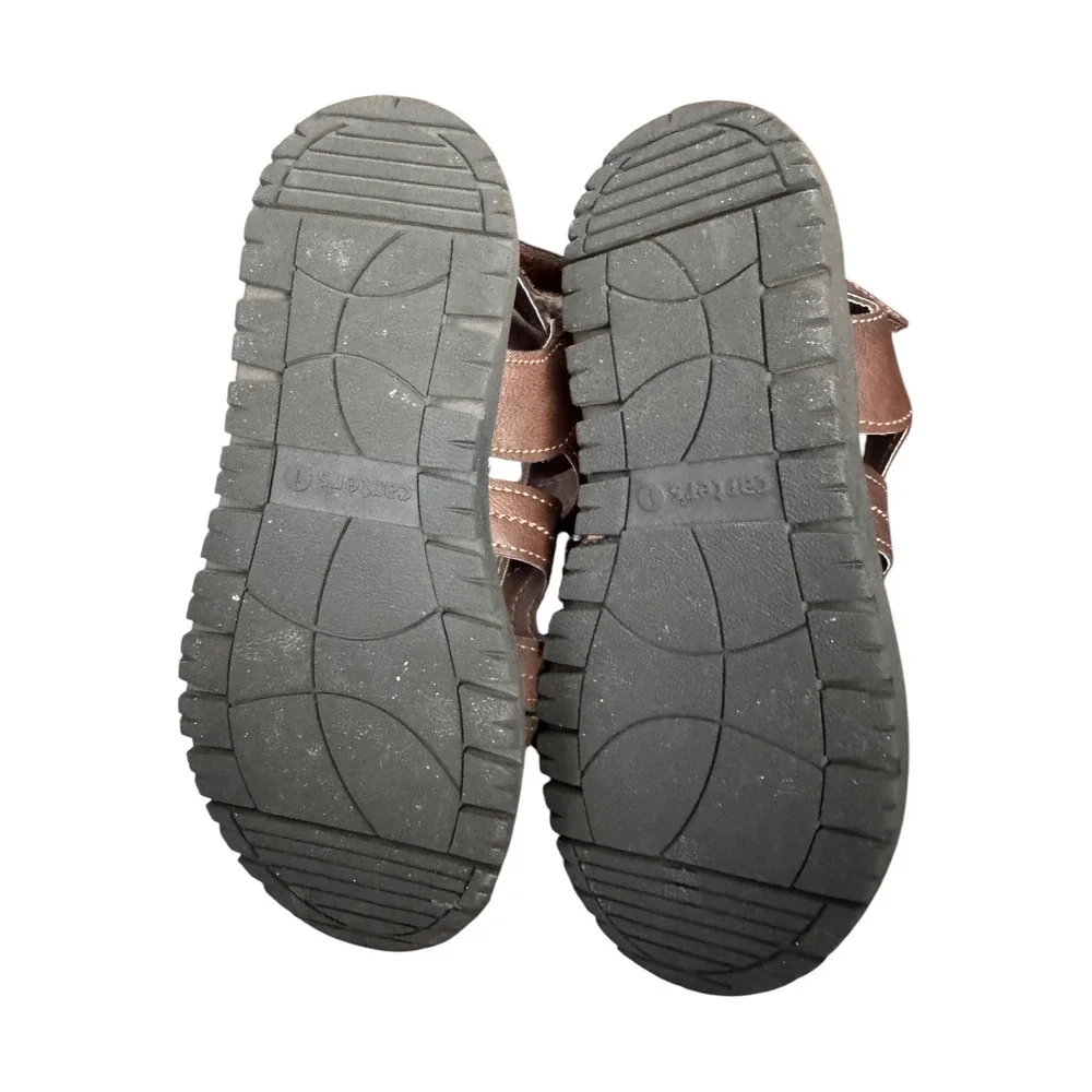 Carters Boys Brown Fisherman Sandals Closed Toe‎ Hook Loop Strap Size 1M EUR 32